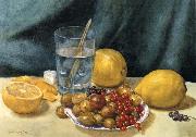 Hirst, Claude Raguet Still Life with Lemons,Red Currants,and Gooseberries USA oil painting artist